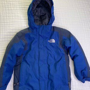 Boys North Face Winter Snow Jacket Coat Dark Blue/Charcoal XS 6